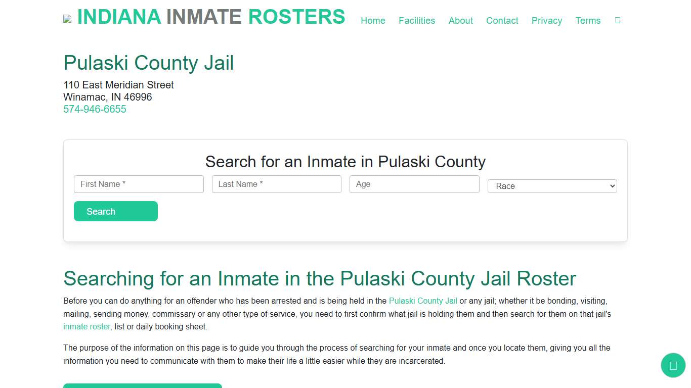 Pulaski County Jail IN: Inmate Search & Roster